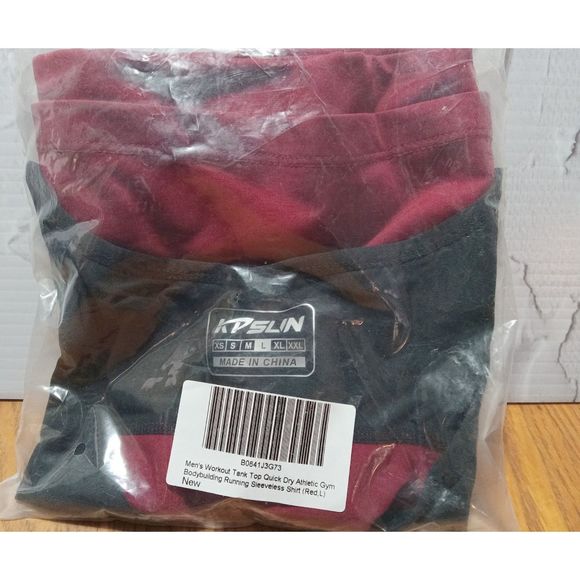 Tank Tops Quick Dry Athletic Gym Sleeveless Shirts Running Workout Jogging Red,L - Picture 6 of 6